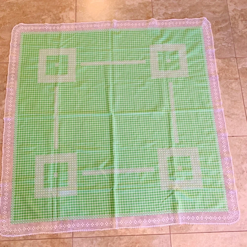 Vintage Embroidered Tablecloth Square 50' X 50